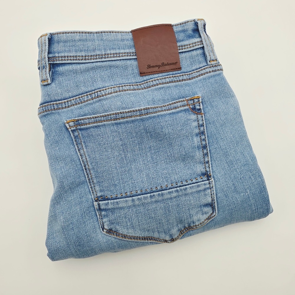 Tommy Bahama Indigo Palms Mens Jeans 35x32 (Fit 35X30) Blue Straight Leg Stretch